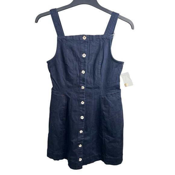 Free People Gimme More Denim Button-Front Mini Dress Adjustable Straps Medium - Picture 7 of 15